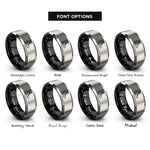 font options for inside engraving on black & silver combat boots rings