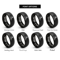 font options for inside engraving on black combat boots rings