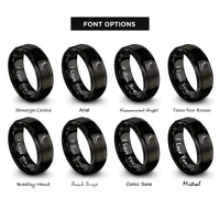 font options for inside engraving on black combat boots rings