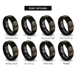 font options for inside engraving on gunmetal & black combat boots rings