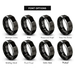 font options for inside engraving on black & grey combat knife rings