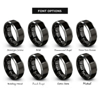 font options for inside engraving on black & grey combat knife rings