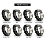 font options for inside engraving on black & silver combat knife rings