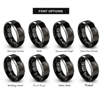 font options for inside engraving on black & gray combination square rings