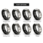 font options for inside engraving on black & silver combination square rings
