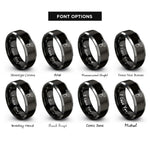 font options for inside engraving on black & gray combination square rings