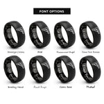 font options for inside engraving on black combination square rings