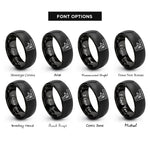 font options for inside engraving on black combination square rings