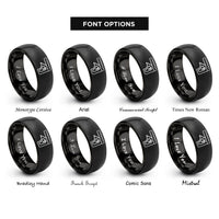 font options for inside engraving on black combination square rings
