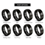 font options for inside engraving on black combination square rings