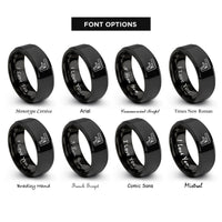 font options for inside engraving on black combination square rings