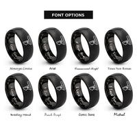 font options for inside engraving on black combination square rings
