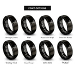 font options for inside engraving on black combination square rings