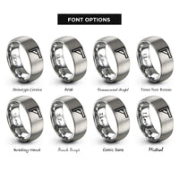 font options for inside engraving on grey combination square rings
