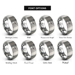 font options for inside engraving on silver combination square rings