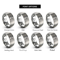 font options for inside engraving on silver combination square rings