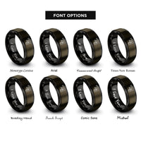 font options for inside engraving on gunmetal & black combination square rings