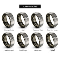 font options for inside engraving on gunmetal & grey combination square rings
