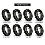 font options for inside engraving on black & silver combination wrench rings