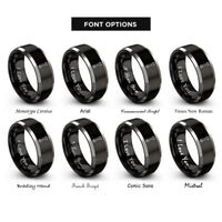 font options for inside engraving on black & silver combination wrench rings