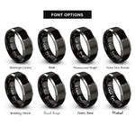 font options for inside engraving on black & silver combination wrench rings