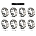 font options for inside engraving on silver combination wrench rings