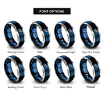 font options for inside engraving on blue & silver comet rings