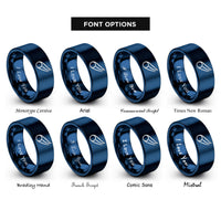 font options for inside engraving on blue comet rings