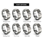 font options for inside engraving on silver comet rings
