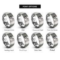 font options for inside engraving on silver comet rings