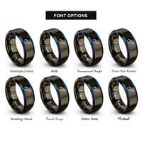 font options for inside engraving on gunmetal & blue comet rings
