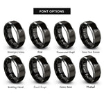 font options for inside engraving on black & gray commuter cyclist rings