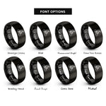 font options for inside engraving on black commuter cyclist rings