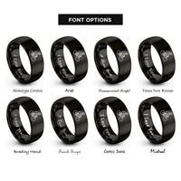 font options for inside engraving on black commuter cyclist rings