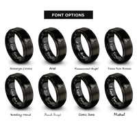 font options for inside engraving on black commuter cyclist rings