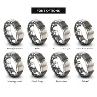 font options for inside engraving on silver commuter cyclist rings
