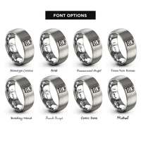font options for inside engraving on silver commuter rail front rings