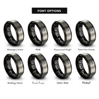 font options for inside engraving on black & silver compact camera rings