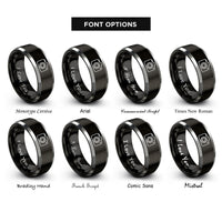 font options for inside engraving on black & gray compact camera rings