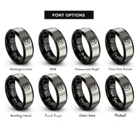 font options for inside engraving on black & silver compact camera rings