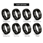 font options for inside engraving on black compact camera rings