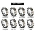 font options for inside engraving on silver compact camera rings