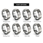 font options for inside engraving on silver compact flash card rings