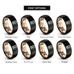 font options for inside engraving on black & rose gold compact mirror rings