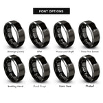 font options for inside engraving on black & gray compact shovel rings
