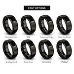 font options for inside engraving on black compact shovel rings