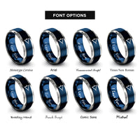 font options for inside engraving on blue & gray comparator symbol rings