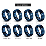 font options for inside engraving on blue comparator symbol rings