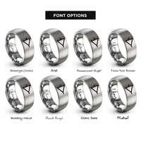 font options for inside engraving on grey comparator symbol rings