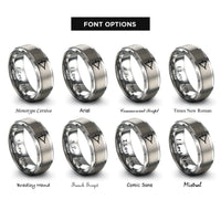 font options for inside engraving on silver comparator symbol rings